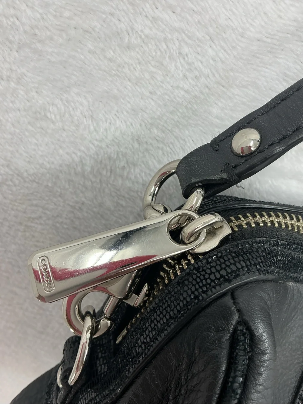 Coach Black Leather Satchel with Adjustable Strap c19